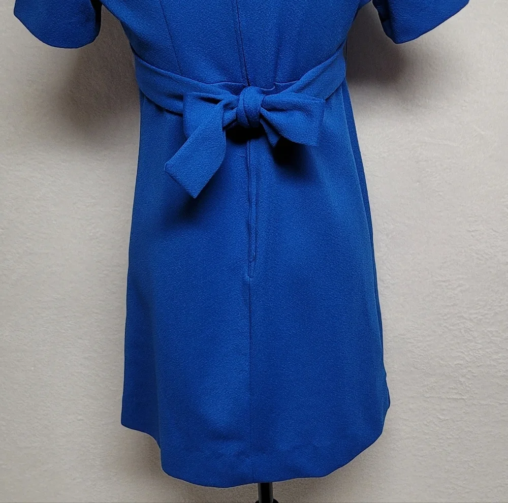 Barby Jr Vintage 60s Royal Blue Mockneck Tie-Waist Button Micro Mini Dress M - Picture 9 of 11